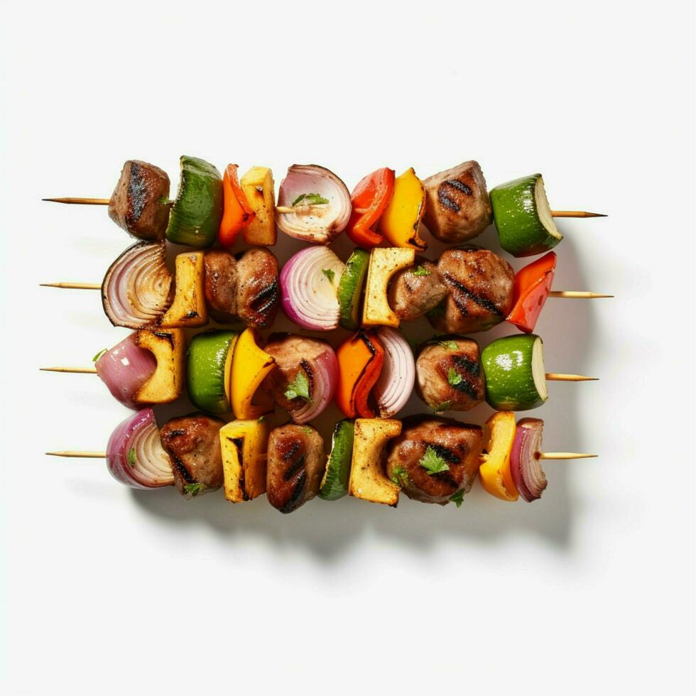 photo of kabobs with no background with white back