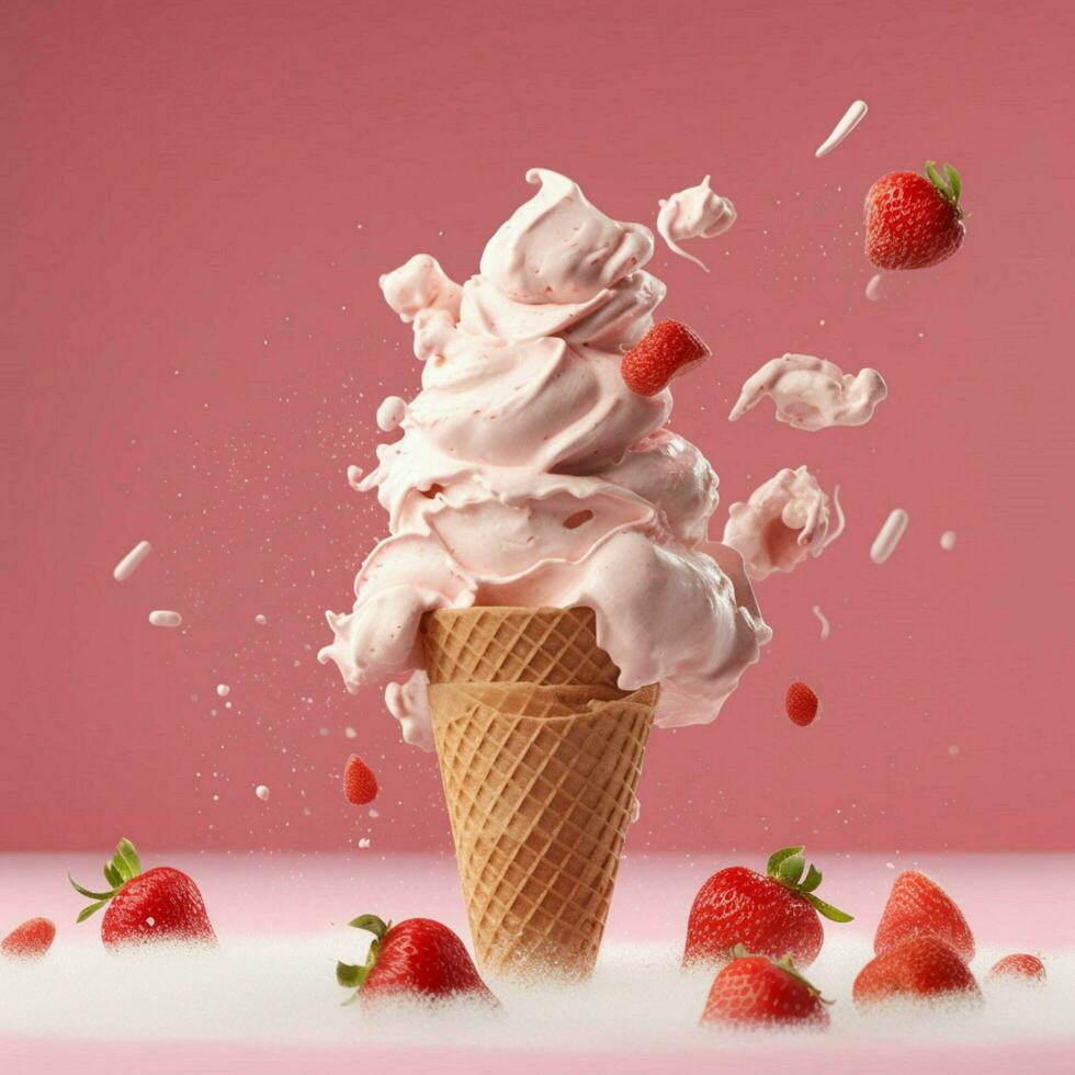 product shots of Delicious strawberry ice cream i photo