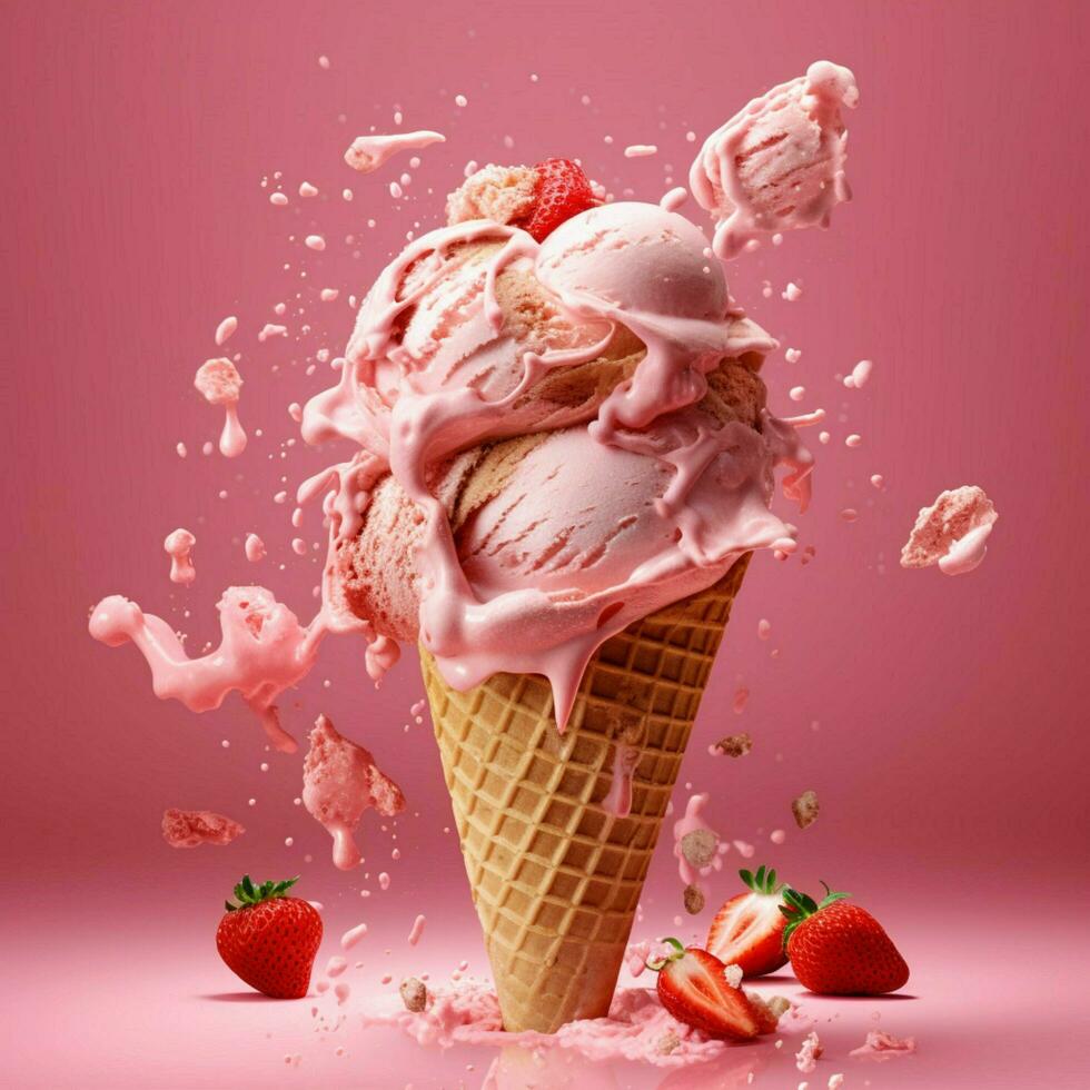 product shots of Delicious strawberry ice cream i photo