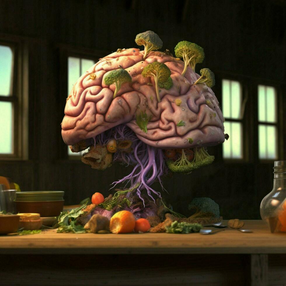 product shots of concept art of a brain made out photo
