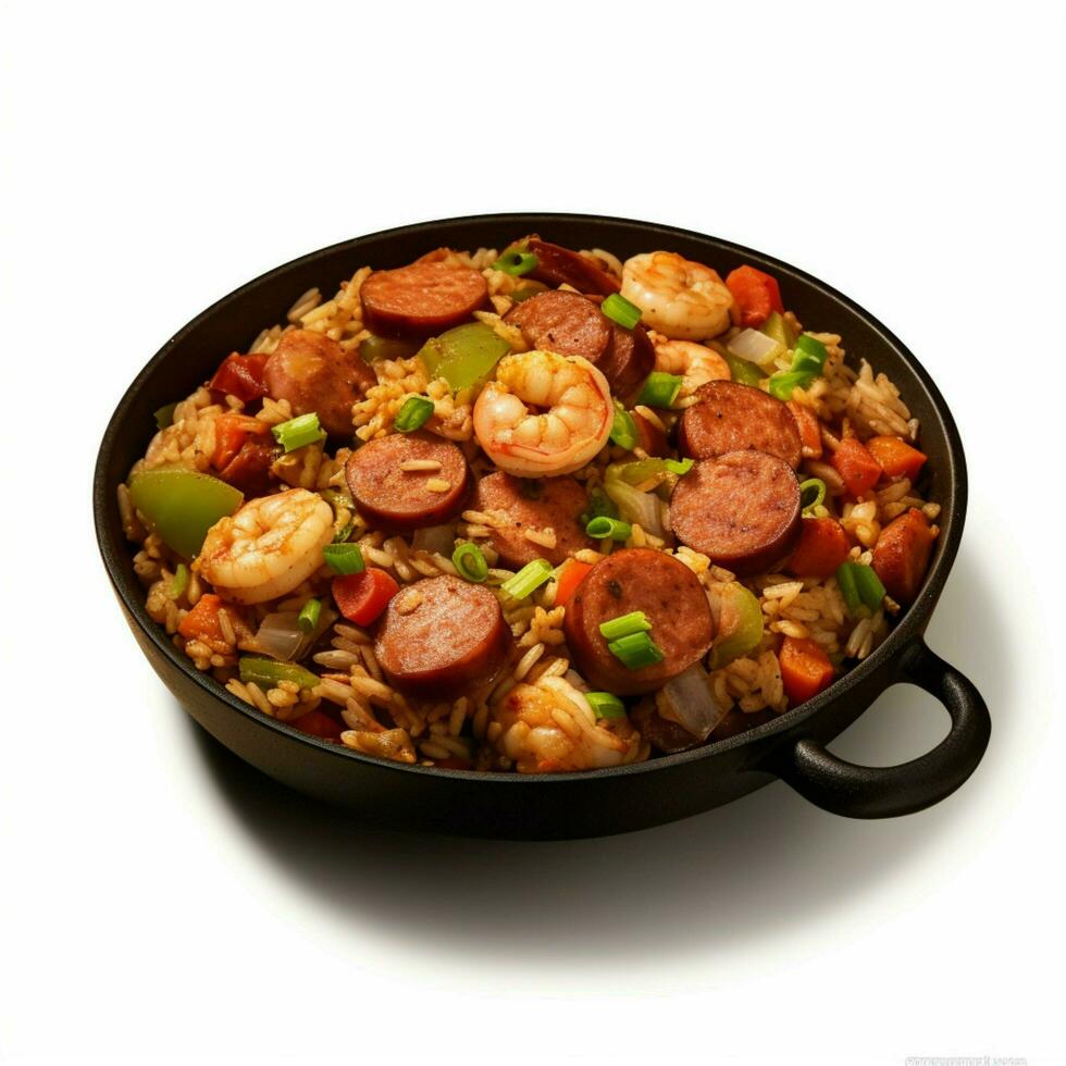 producto disparos de foto de Jambalaya con No respaldo