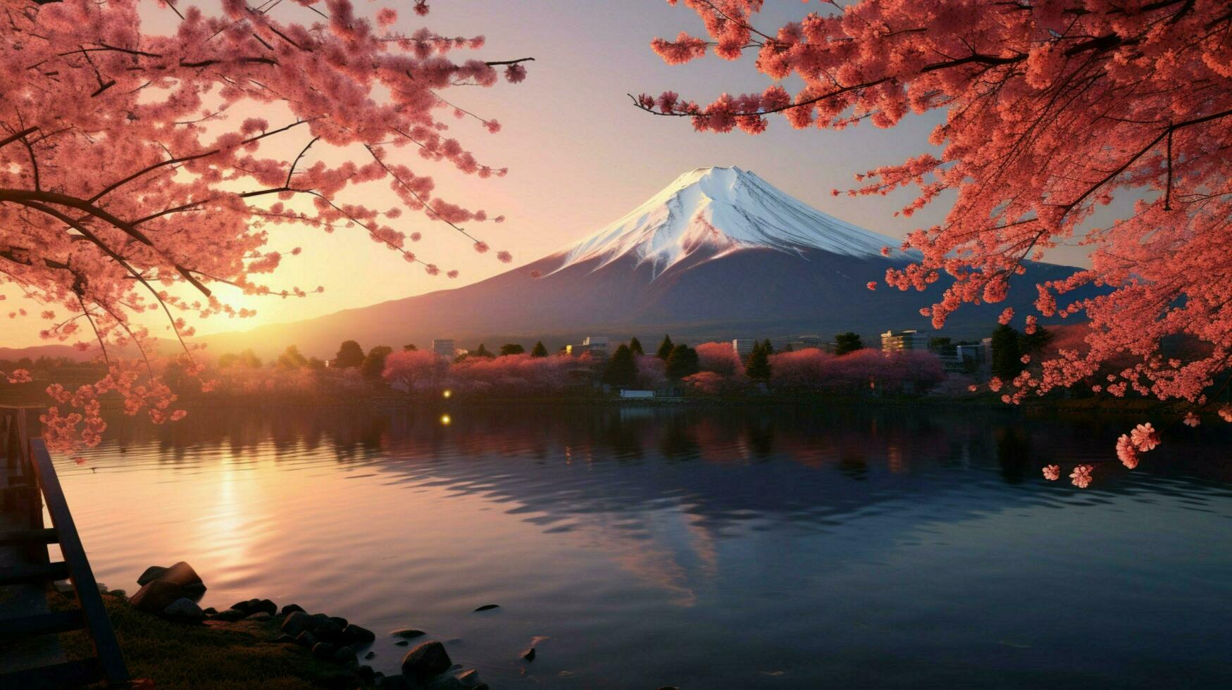 wallpapers of mount fuji in the style of gritty photo