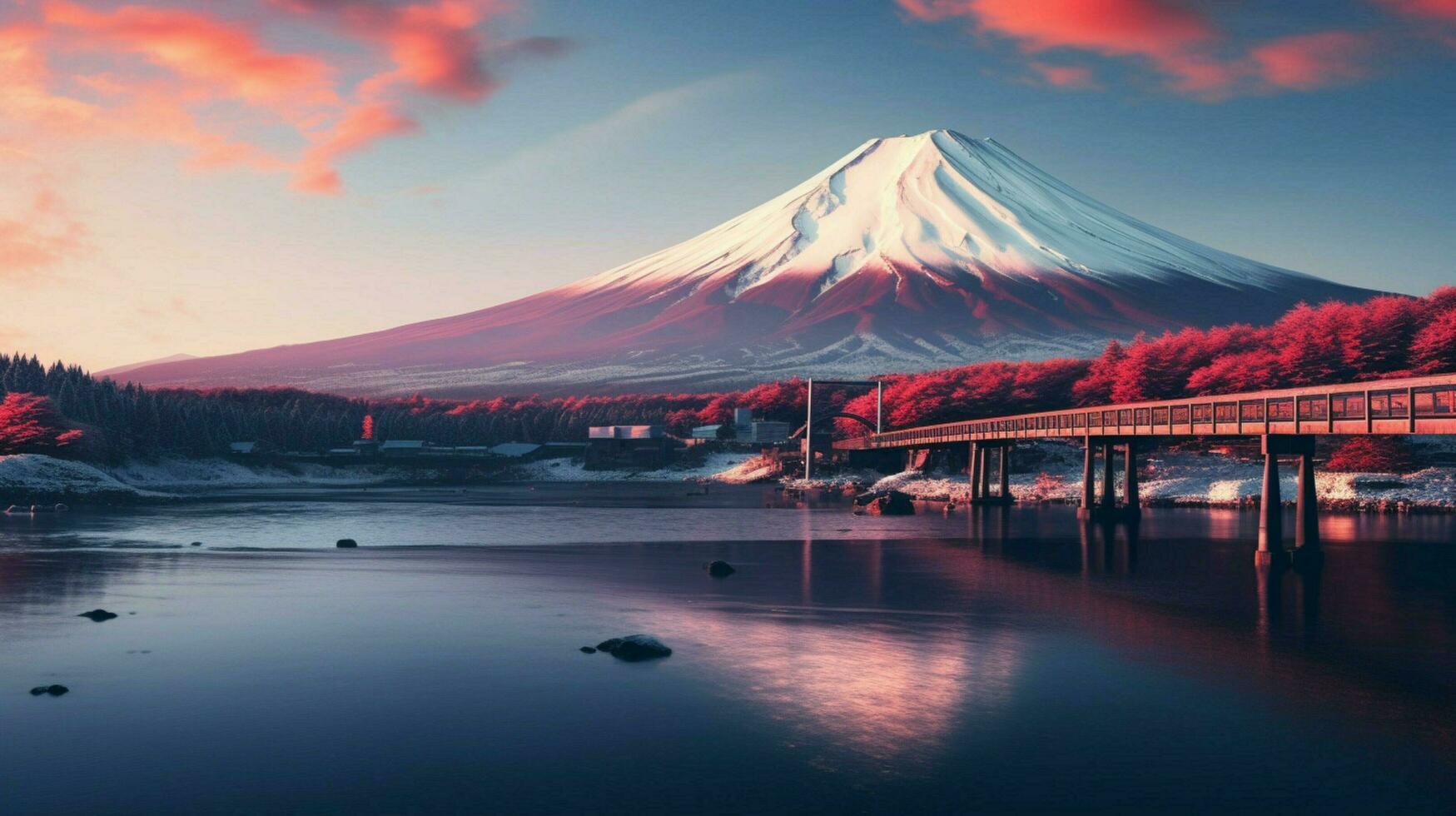 wallpapers of mount fuji in the style of gritty photo