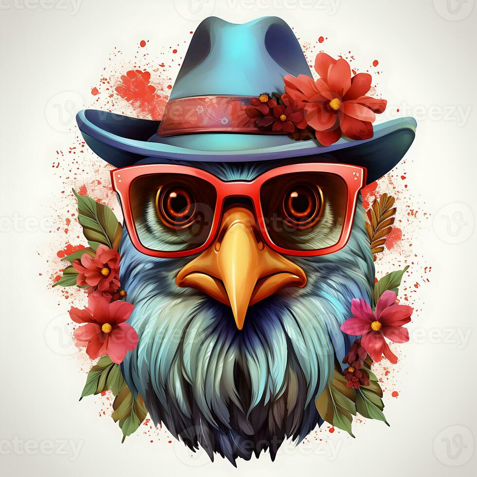 Unique funny chicken sublimation clip art generated by Ai photo