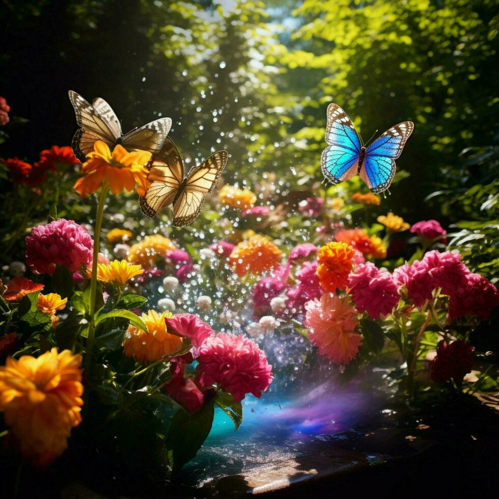 A delicate butterfly garden where hundreds of colorful but photo