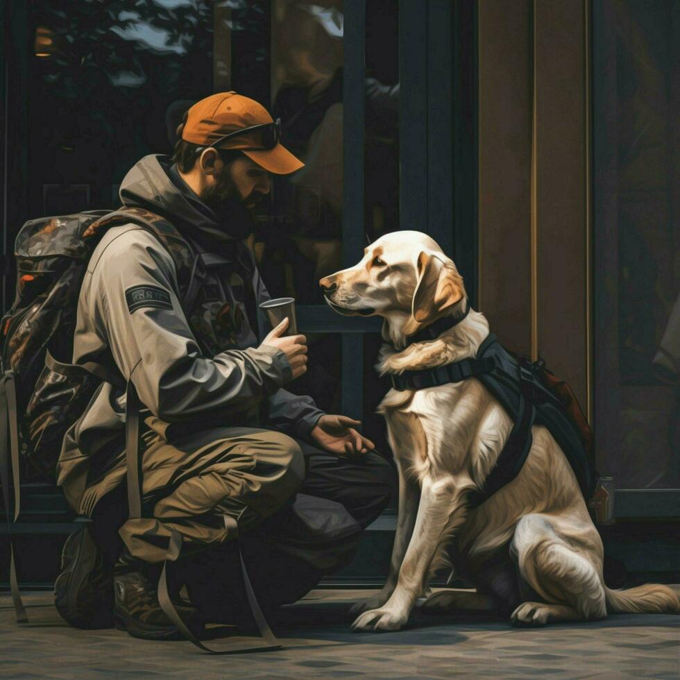 A diligent service dog assisting someone in need photo