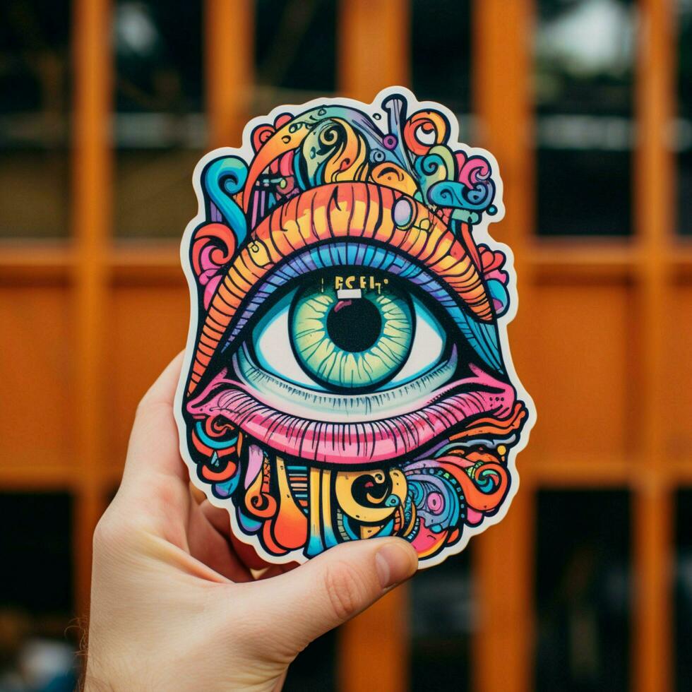 A sticker displaying a unique and eye-catching typography photo