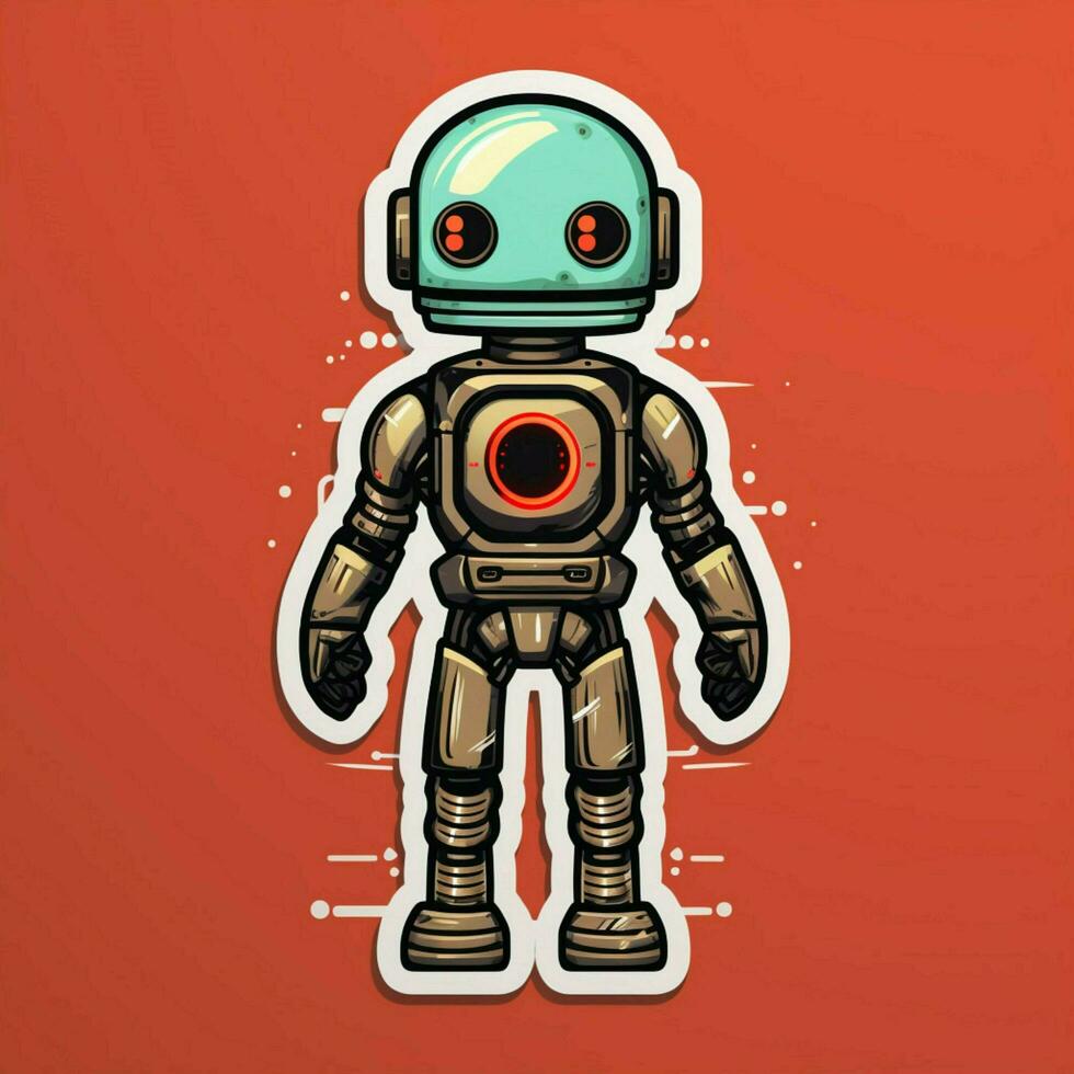 A sticker featuring a futuristic robot with a sleek design photo