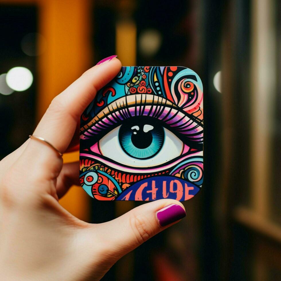 A sticker displaying a unique and eye-catching typography photo