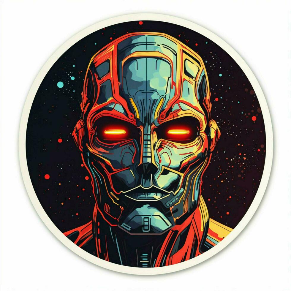 A sticker featuring a futuristic robot with a sleek design photo