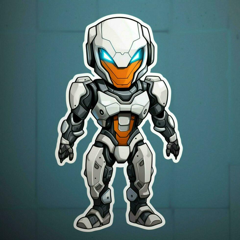 A sticker featuring a futuristic robot with a sleek design photo