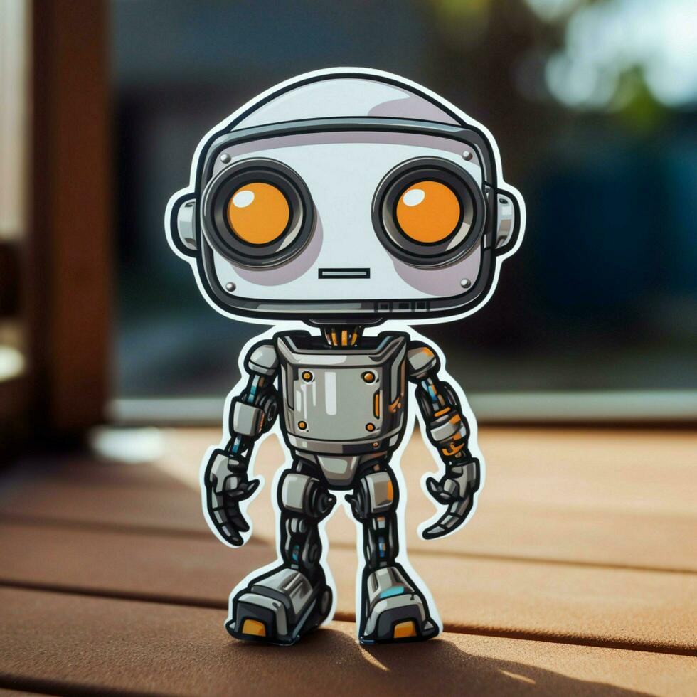 A sticker featuring a futuristic robot with a sleek design photo