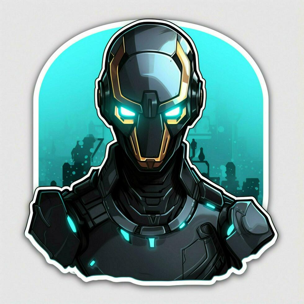 A sticker featuring a futuristic robot with a sleek design photo