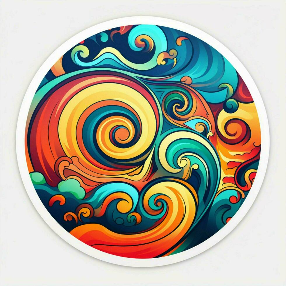 A sticker featuring a vibrant abstract design with photo