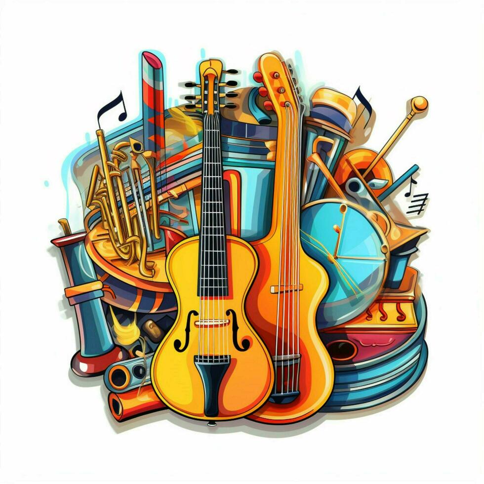 A sticker representing different musical instruments in a photo