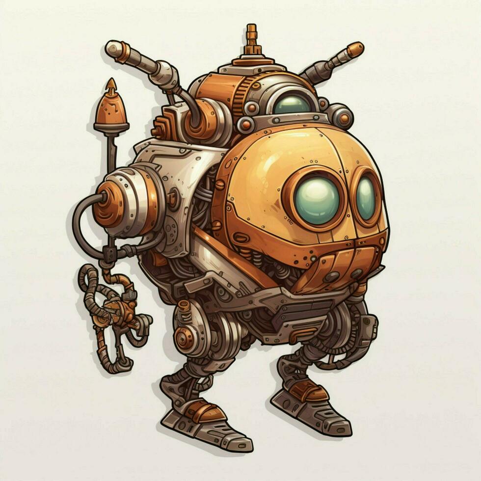 A sticker showcasing a steampunk-inspired mechanical create photo