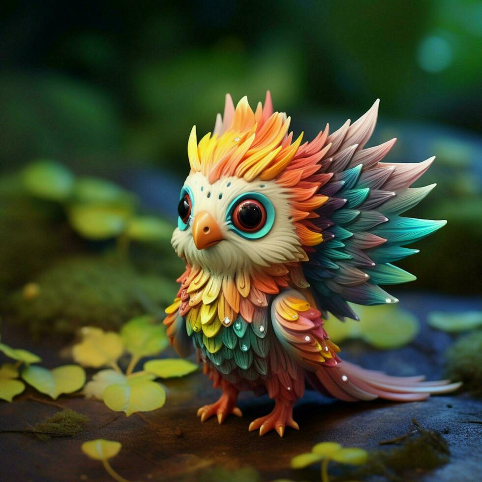 A tiny colorful creature with wings photo