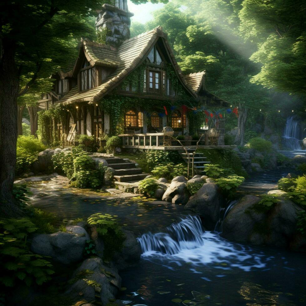 A tranquil haven in a hidden forest glade photo