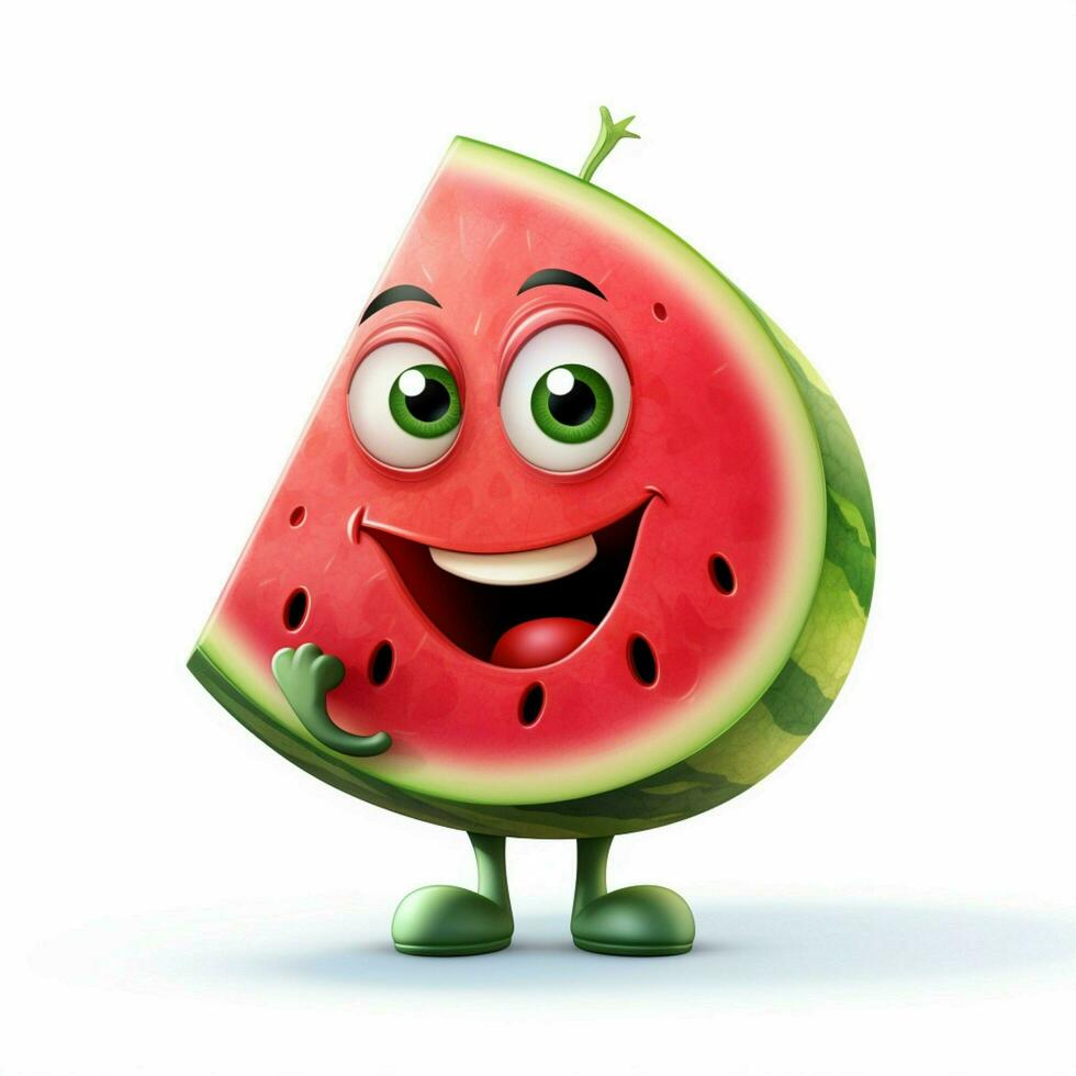 Aboujahl Watermelon 2d cartoon illustraton on white backgr photo