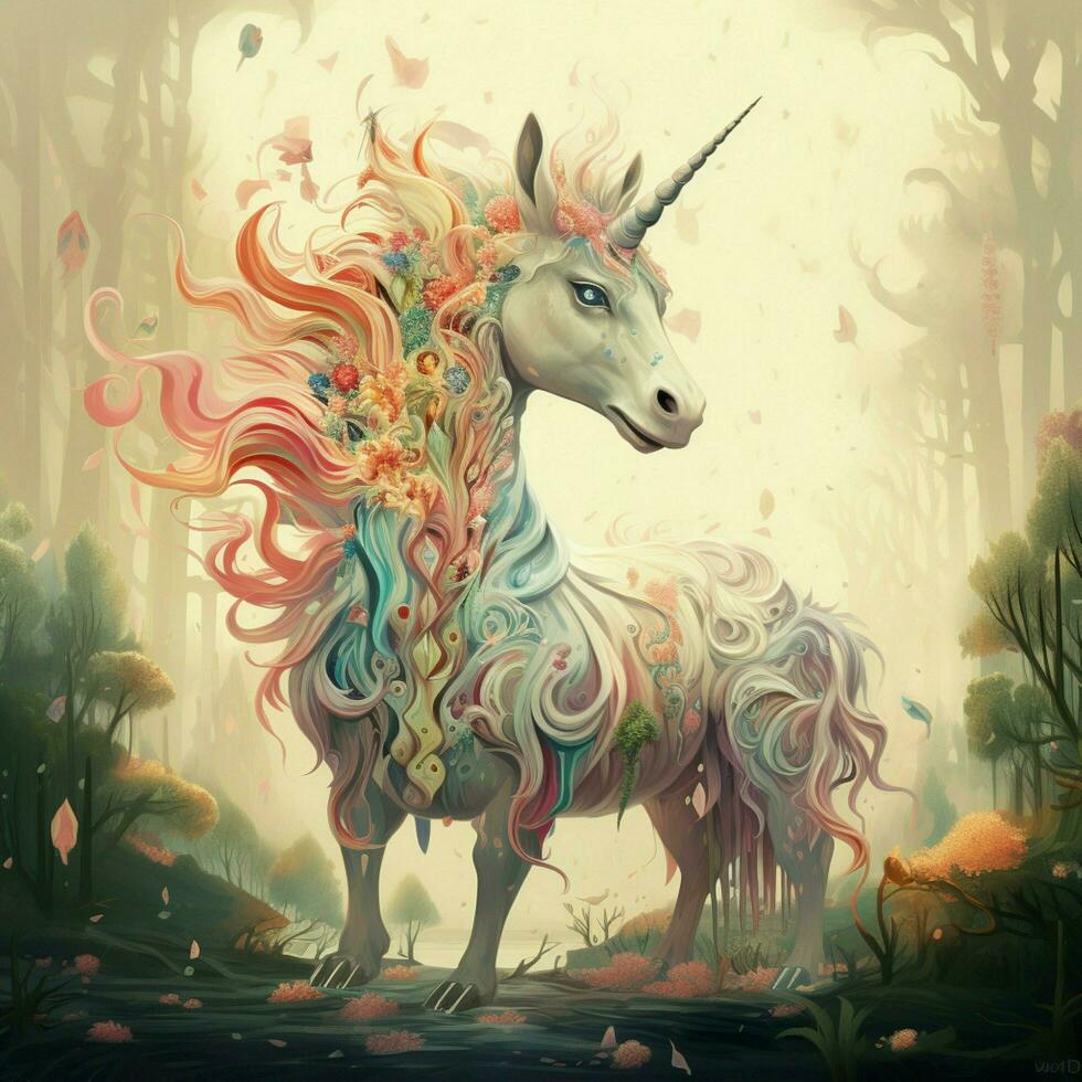 A whimsical illustration of a fairytale creature like a un photo