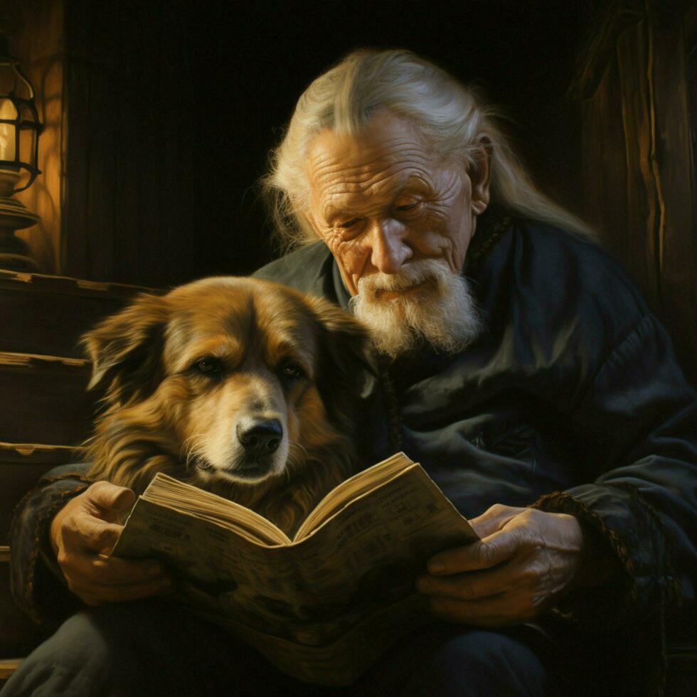 A wise old dog with a lifetime of stories photo