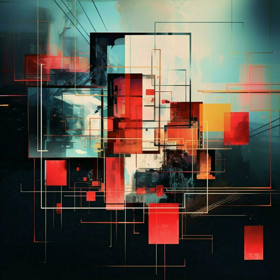 Abstract compositions disrupted by digital artifacts photo