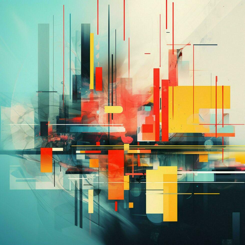 Abstract compositions disrupted by digital artifacts photo