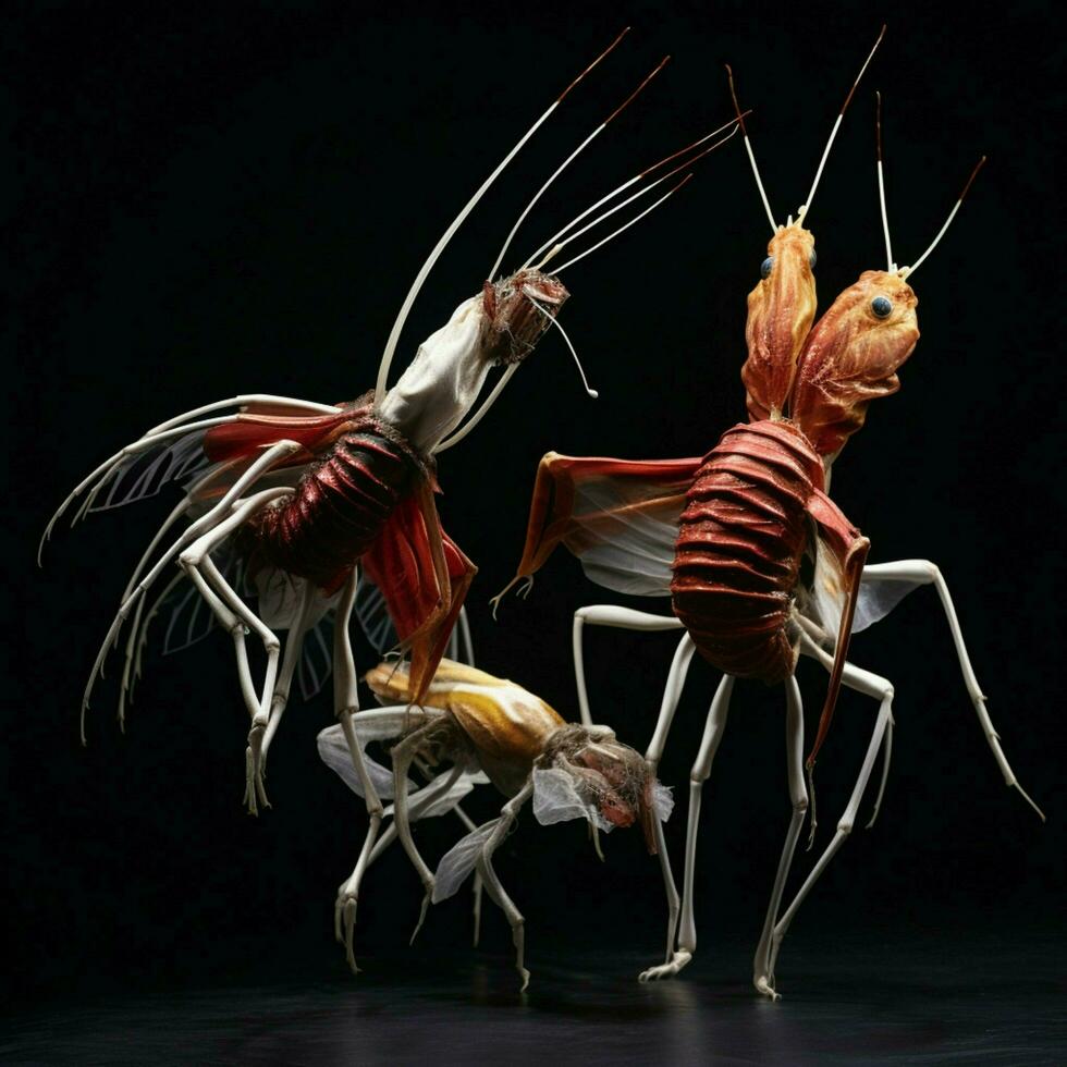 Acrobatic creatures performing gravity-defying stunts photo