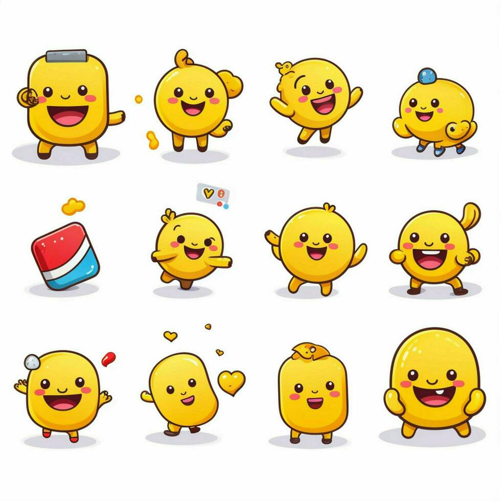 Activity Emojis 2d cartoon vector illustration on white ba photo