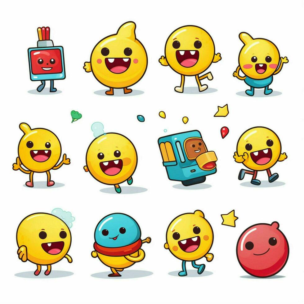 Activity Emojis 2d cartoon vector illustration on white ba photo