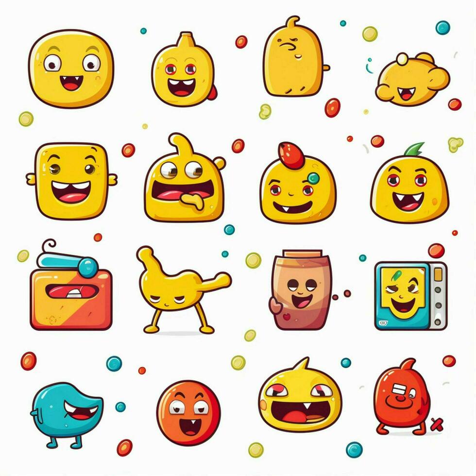 actividad emojis 2d dibujos animados vector ilustración en blanco licenciado en Letras foto