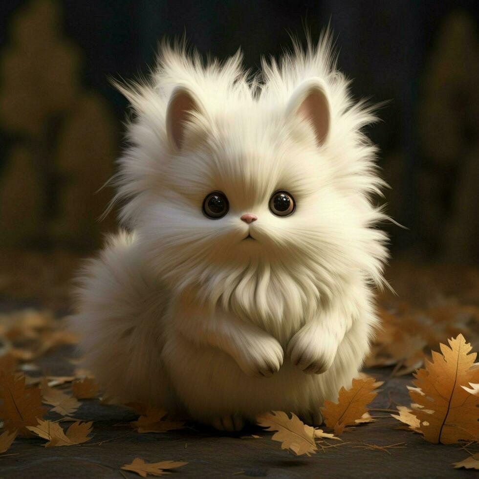 Adorable fluffy creature with a bushy tail photo
