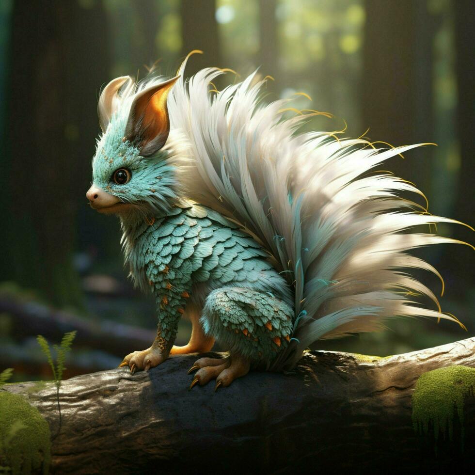 Agile and quick-witted creature with a fluffy tail photo
