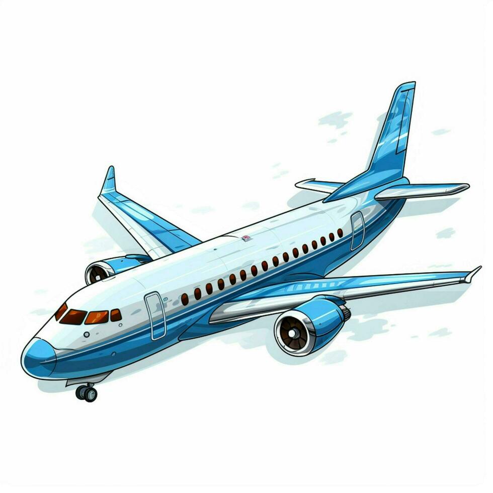 Airplane 2d vector illustration cartoon in white backgroun photo