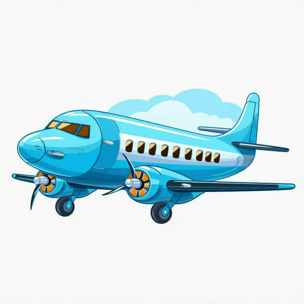 Airplane 2d vector illustration cartoon in white backgroun photo