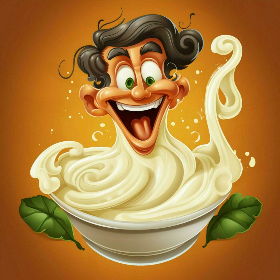 Alfredo sauce 2d vector illustration cartoon high quality photo