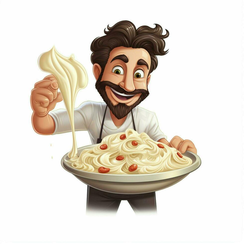 Alfredo sauce 2d vector illustration cartoon in white back photo