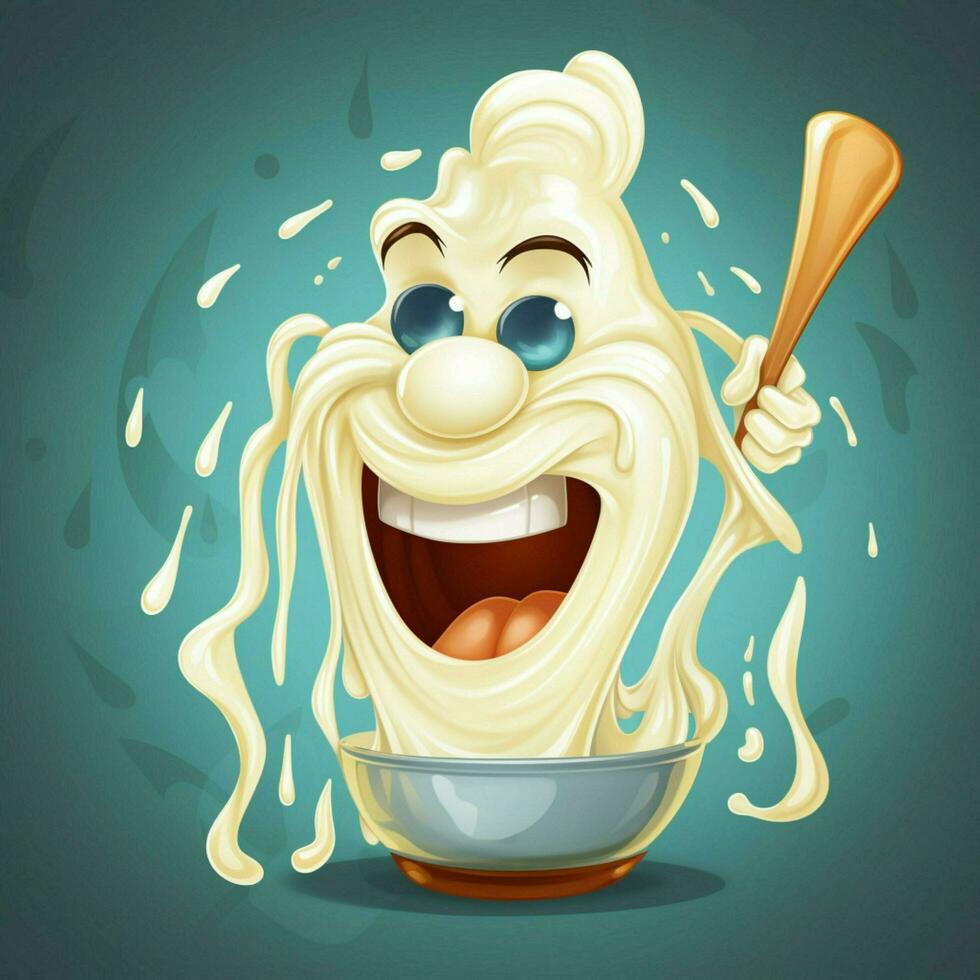 Alfredo sauce 2d vector illustration cartoon high quality photo
