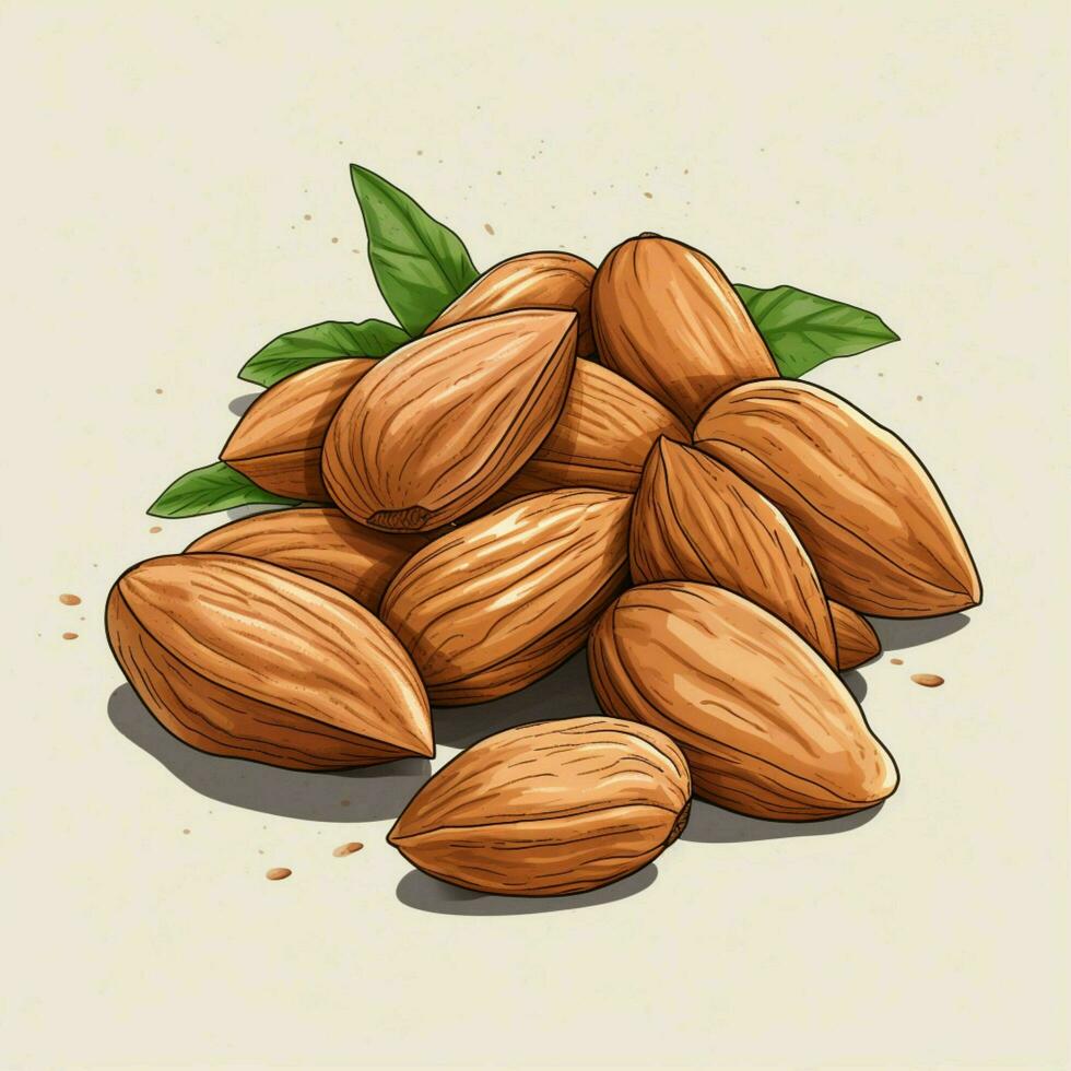 Almonds 2d vector illustration cartoon high quality 4k hdr photo