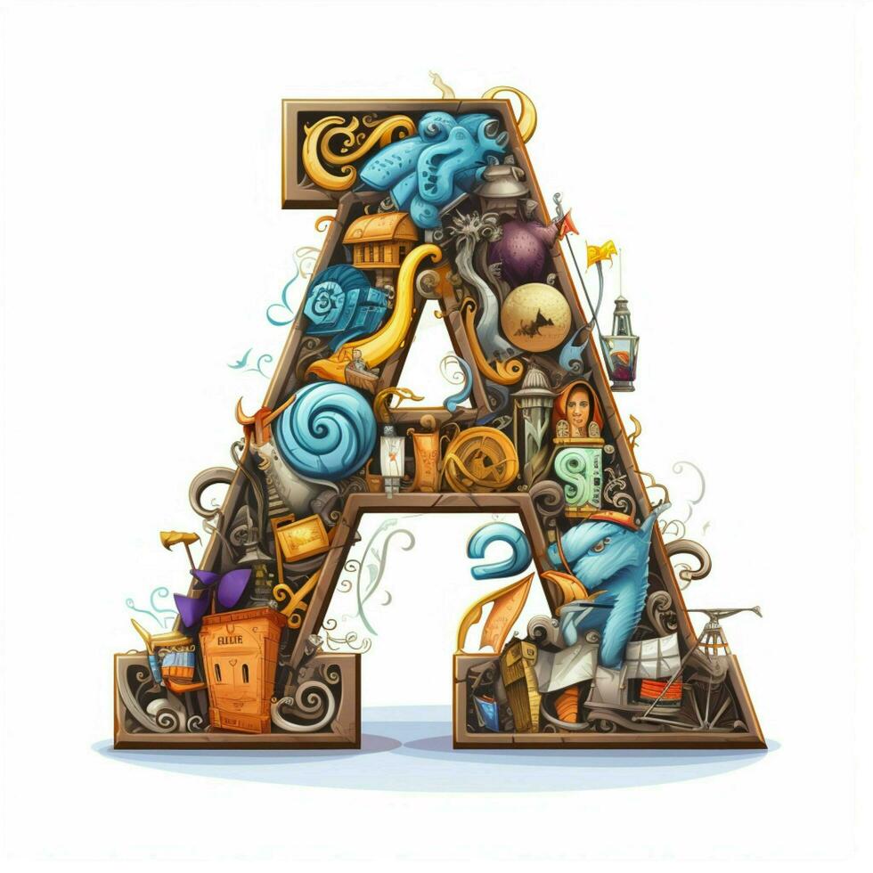 Alphanumeric Symbols 2d cartoon vector illustration on whi photo