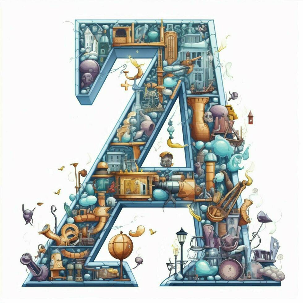 Alphanumeric Symbols 2d cartoon vector illustration on whi photo