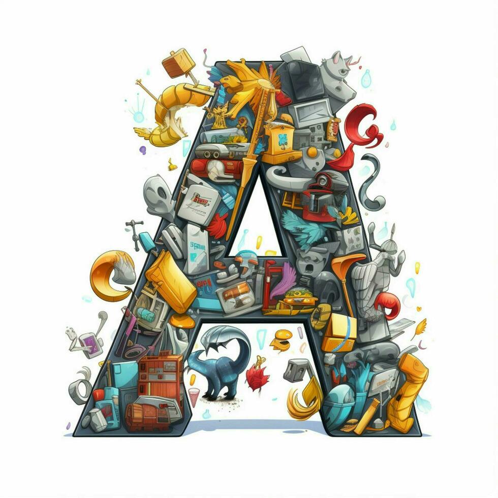 Alphanumeric Symbols 2d cartoon vector illustration on whi photo