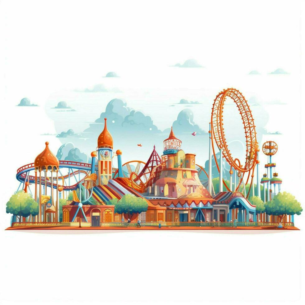 Amusement park 2d cartoon vector illustration on white bac photo