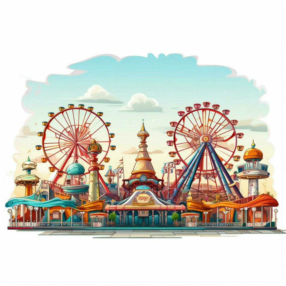 Amusement park 2d cartoon vector illustration on white bac photo