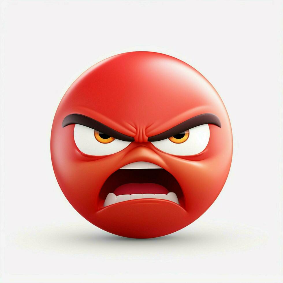 Angry Face emoji on white background high quality 4k hdr photo