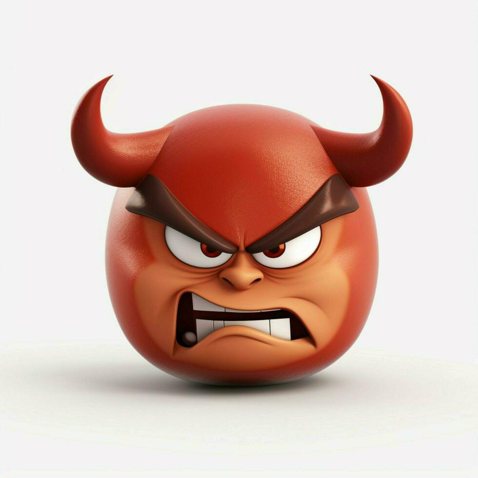 Angry Face with Horns emoji on white background high quali photo