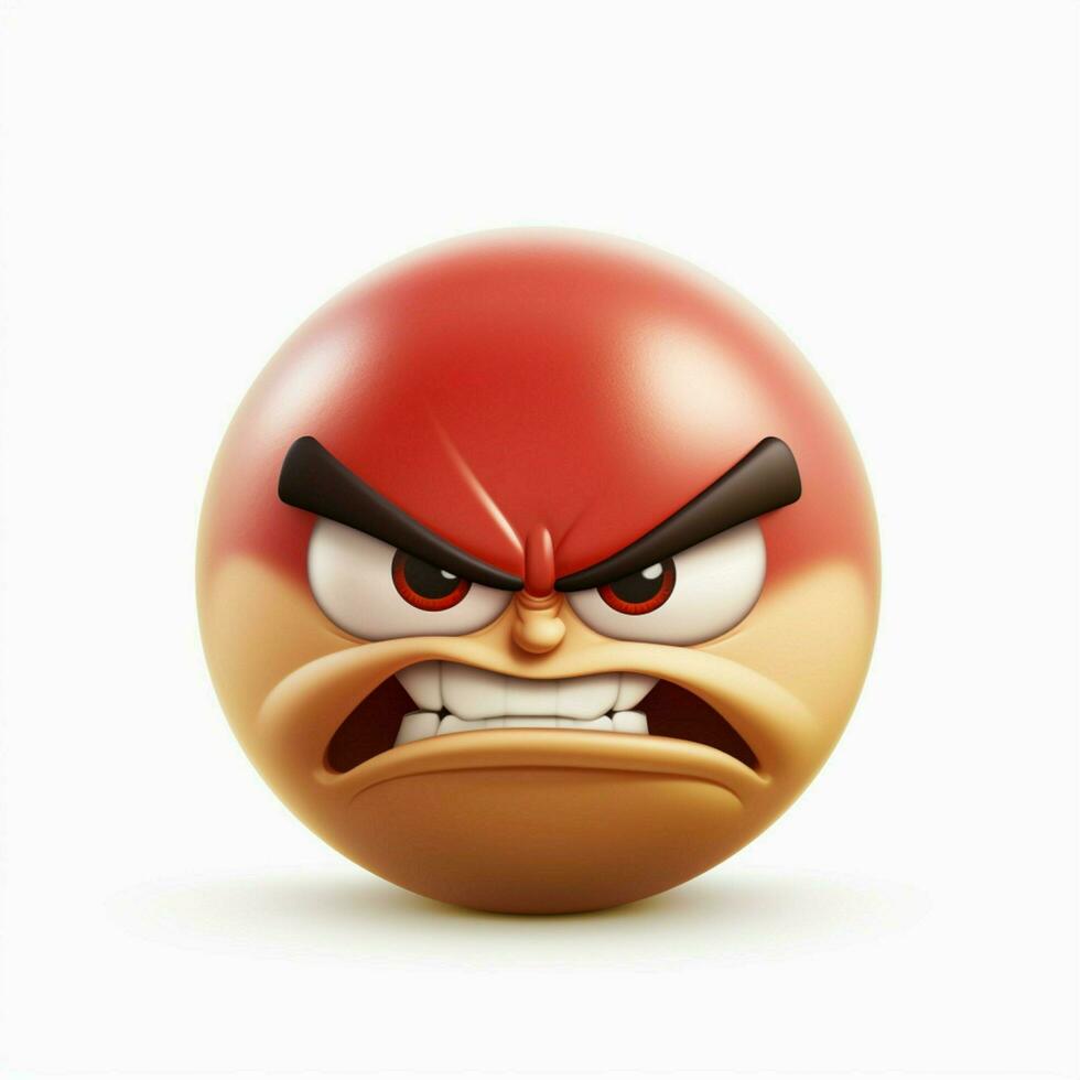 Angry Face emoji on white background high quality 4k hdr photo