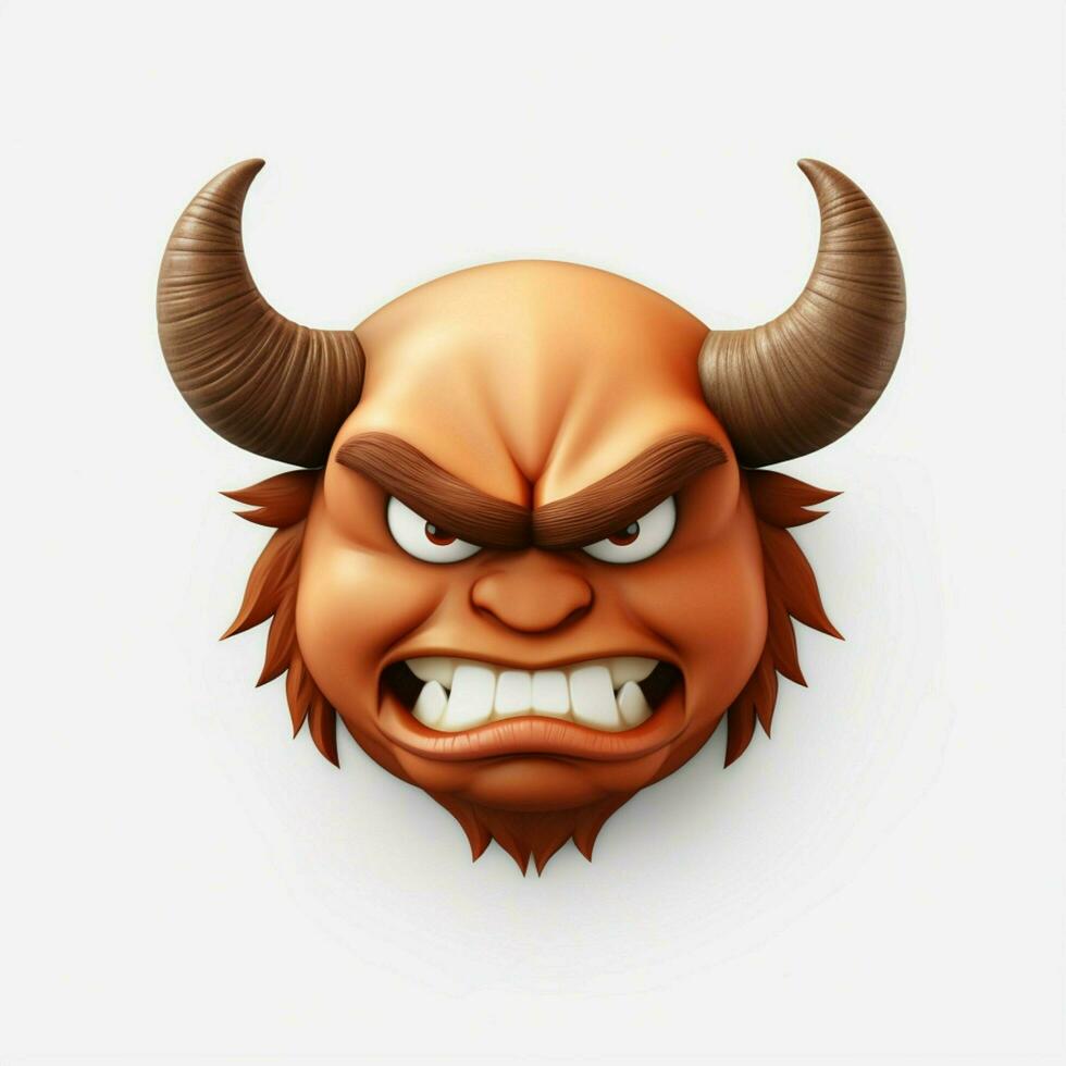 Angry Face with Horns emoji on white background high quali photo