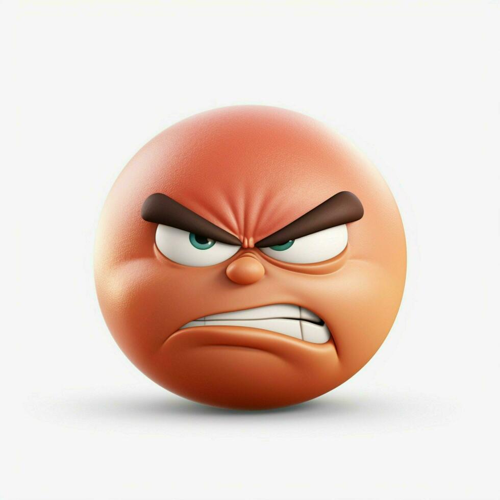 Angry Face emoji on white background high quality 4k hdr photo