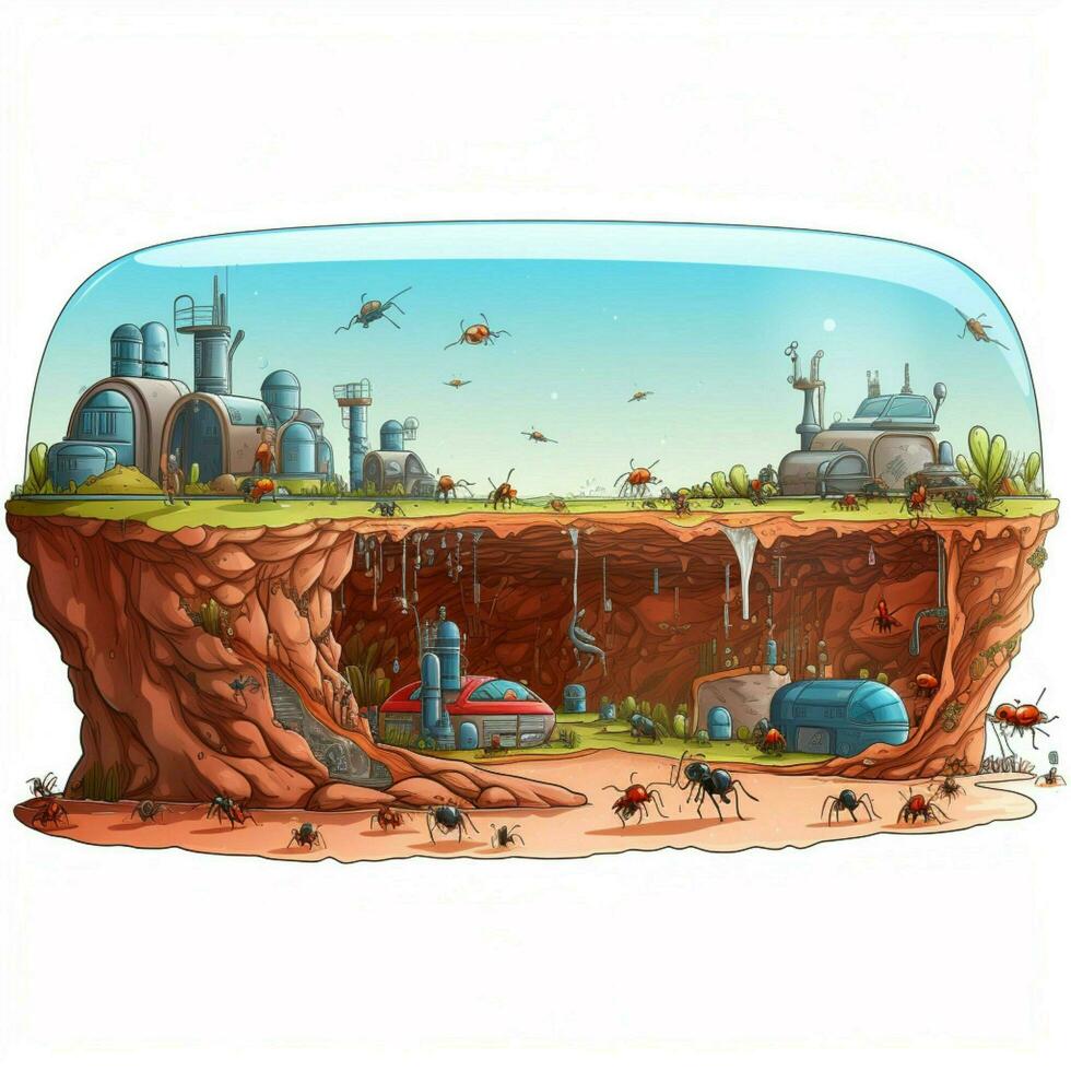 Ant Farm 2d cartoon illustraton on white background high q photo